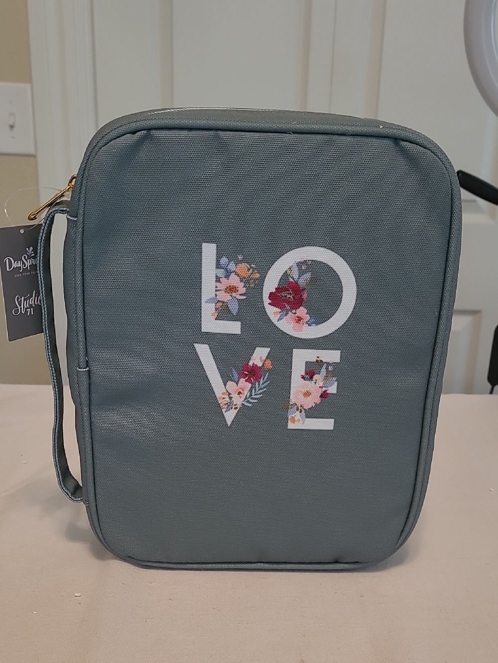 LOVE Floral Print Bible Or Book Cover - Sage Green